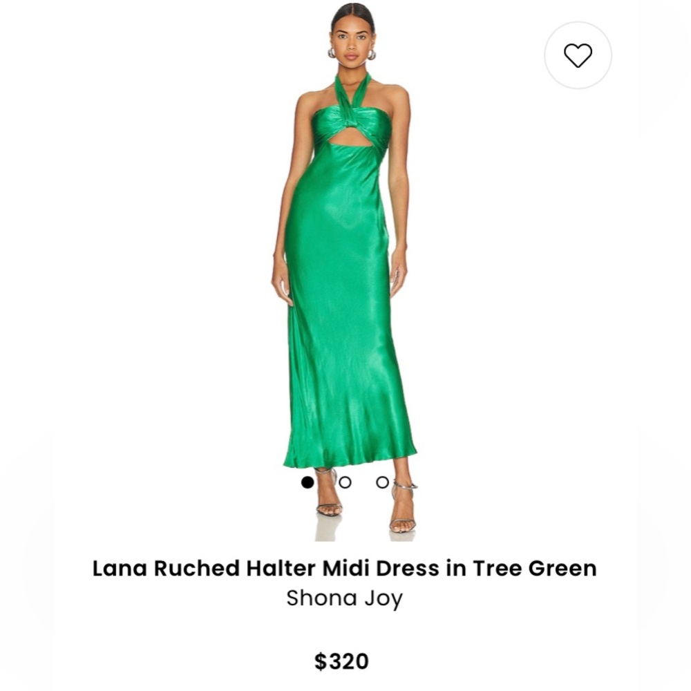 Shona Joy LANA RUCHED HALTER MIDI DRESS IN TREE GREEN